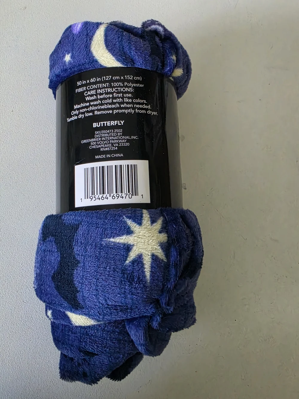 Plush Throw Blanket - Halloween Navy Moon & Stars